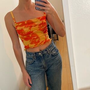 Princess Polly summer nights top orange and yellow